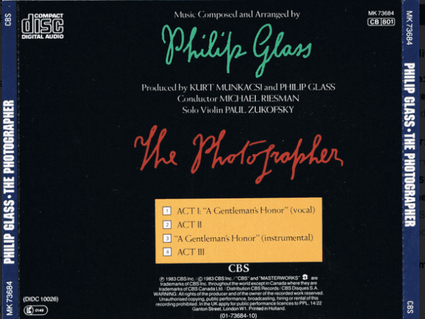 Philip Glass ‎– The Photographer