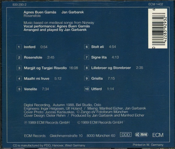 Agnes Buen Garnås & Jan Garbarek ‎– Rosensfole