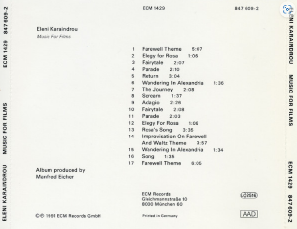 Eleni Karaindrou – Music For Films