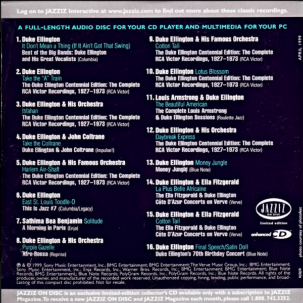 Duke Ellington – Jazziz On-Disc - April 1999