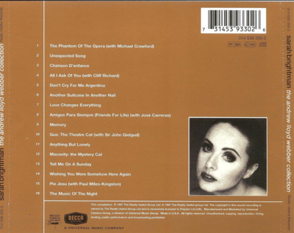 Sarah Brightman ‎– The Andrew Lloyd Webber Collection